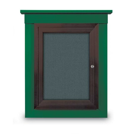United Visual Products 60"x48" 2-Door Enclosed Letterboard, Grey Felt/Walnut UV2626O-WALNUT-GREY